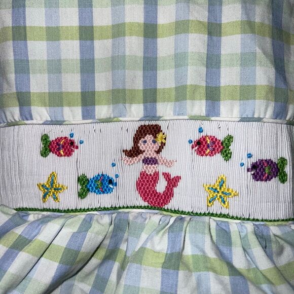 Infants Smocked Romper 12m Claire & Charlie Mermaid Ruffle Racerback Convertible - Picture 2 of 6